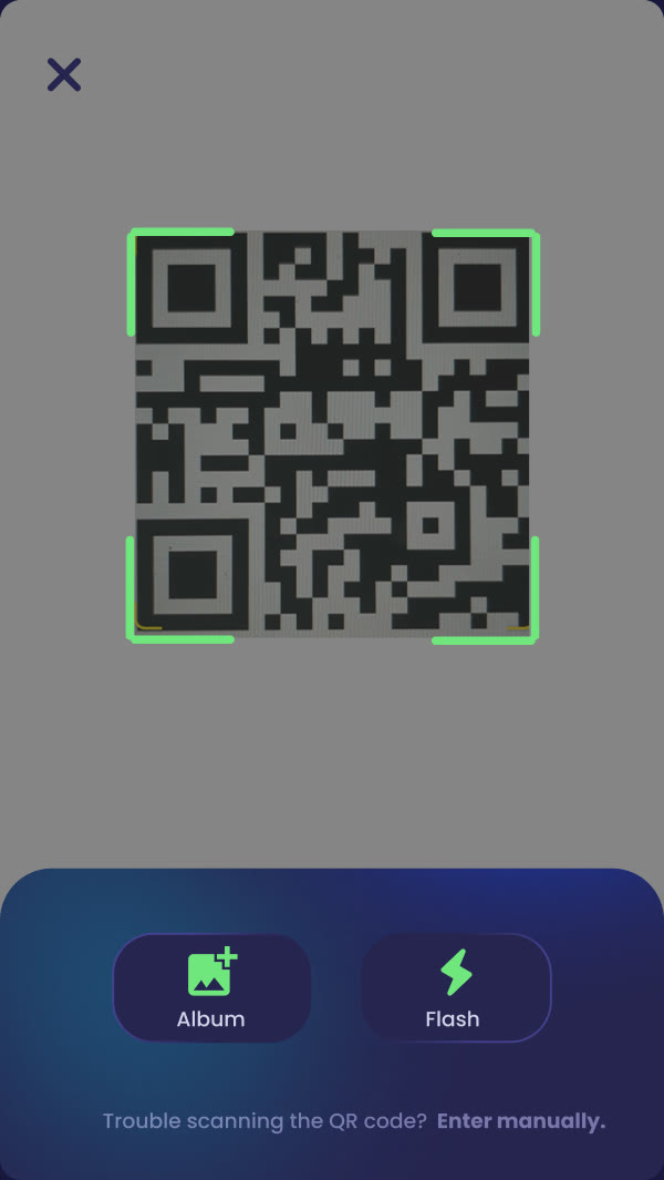 Scan a QR code screen