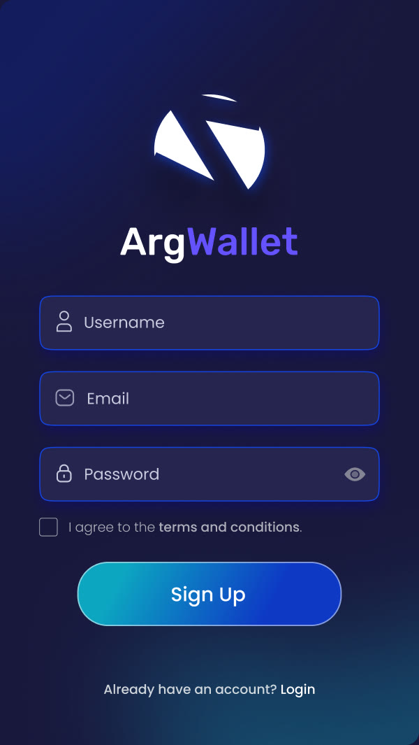 Sign up screen