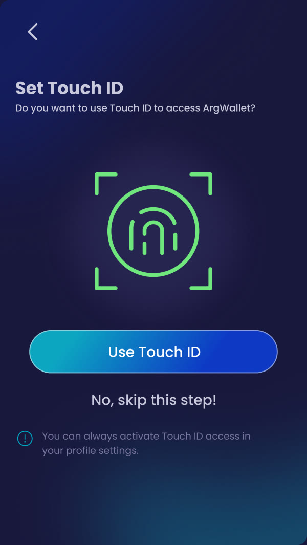 Touch ID screen