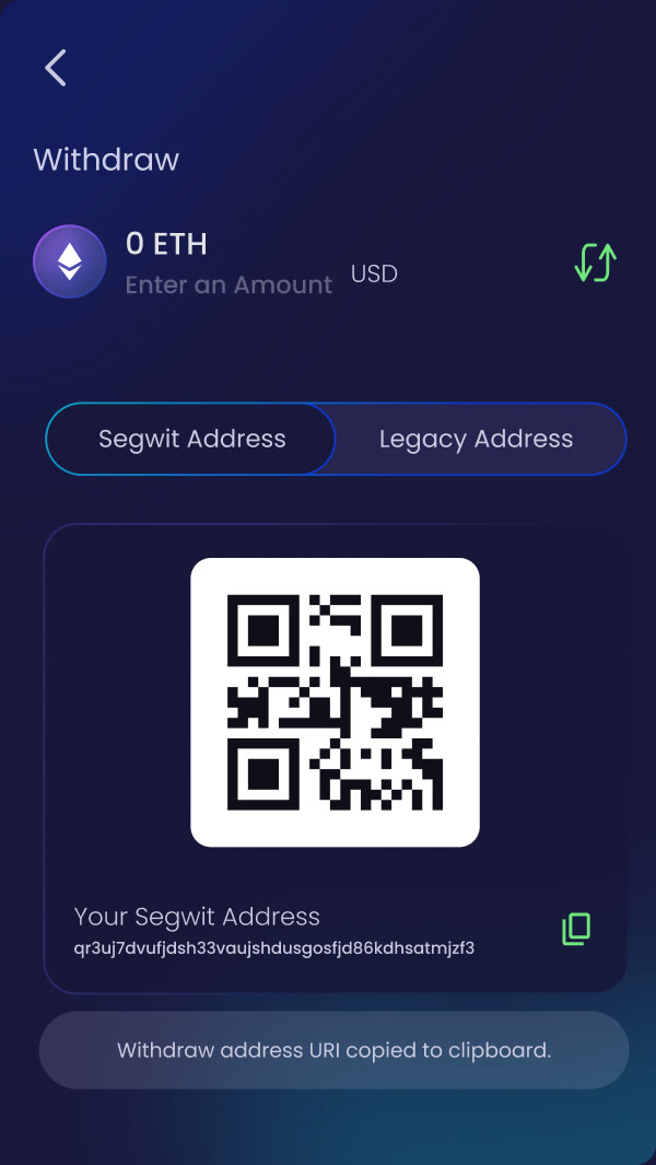 Withdraw screen