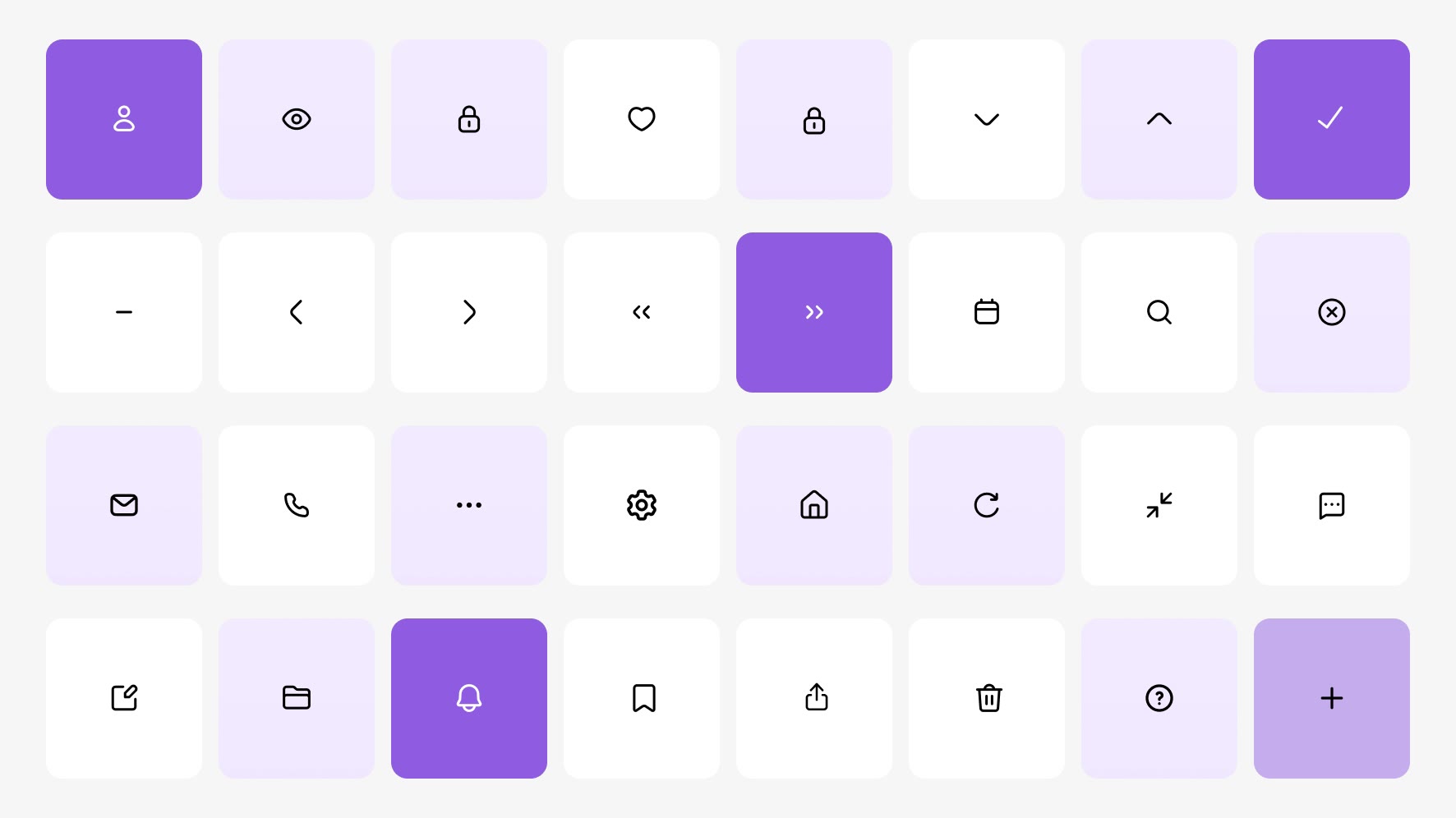 Icon set on purple and lavender tiles