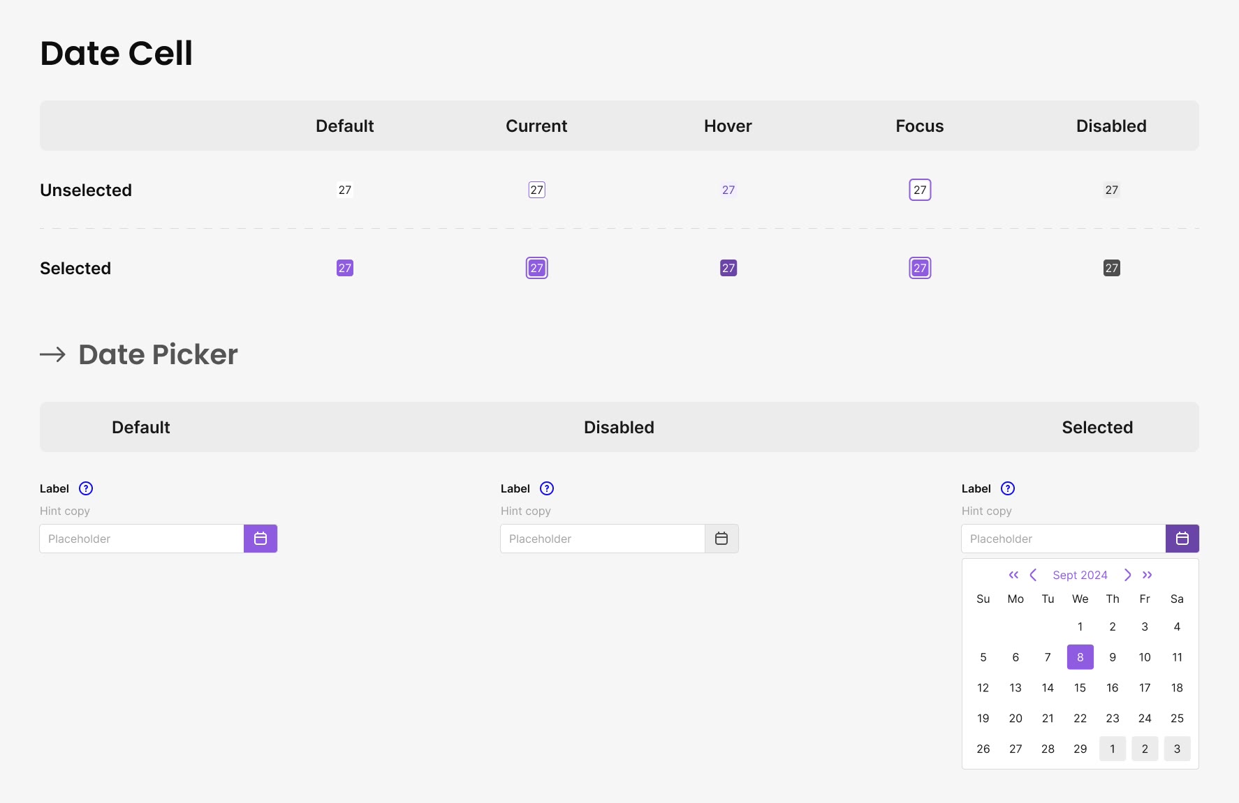 Date cells and the date picker
