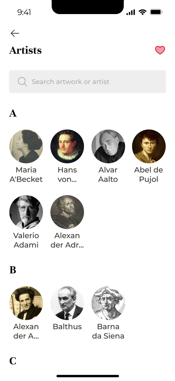 Artists screen