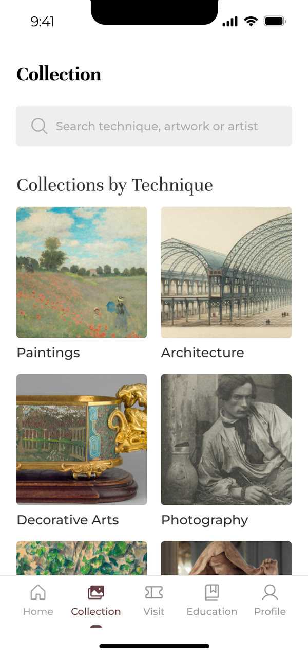 Collection screen
