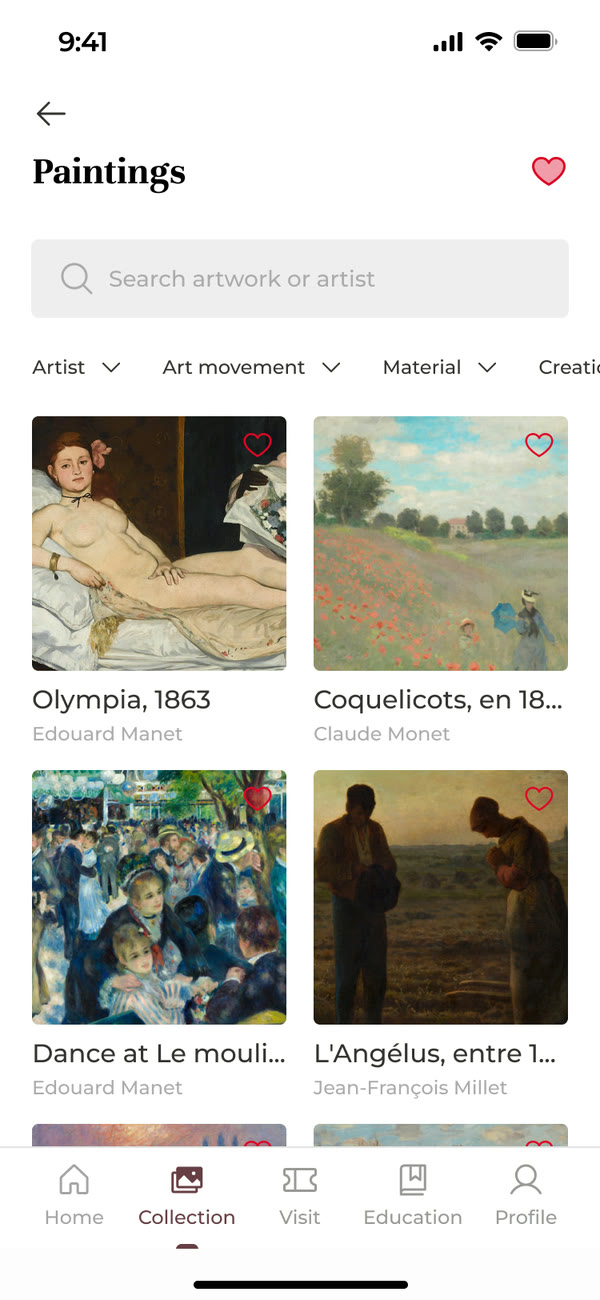 Paintings screen