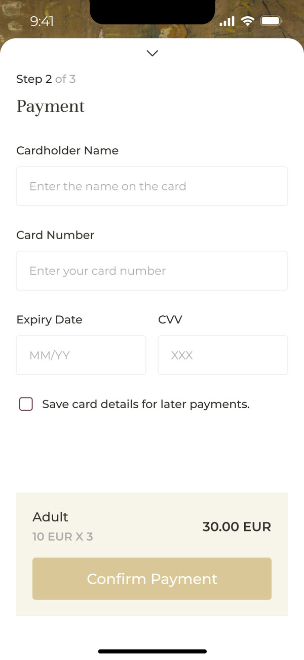 Payment screen