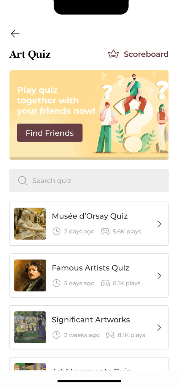 Quiz screen