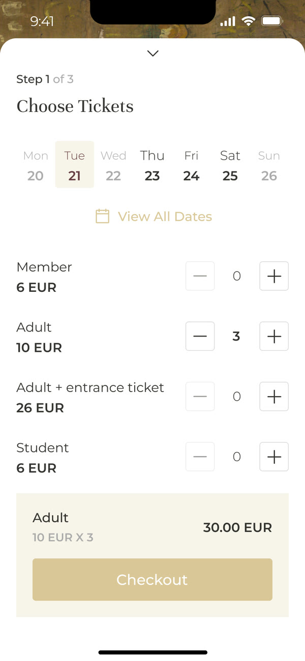 Tickets screen